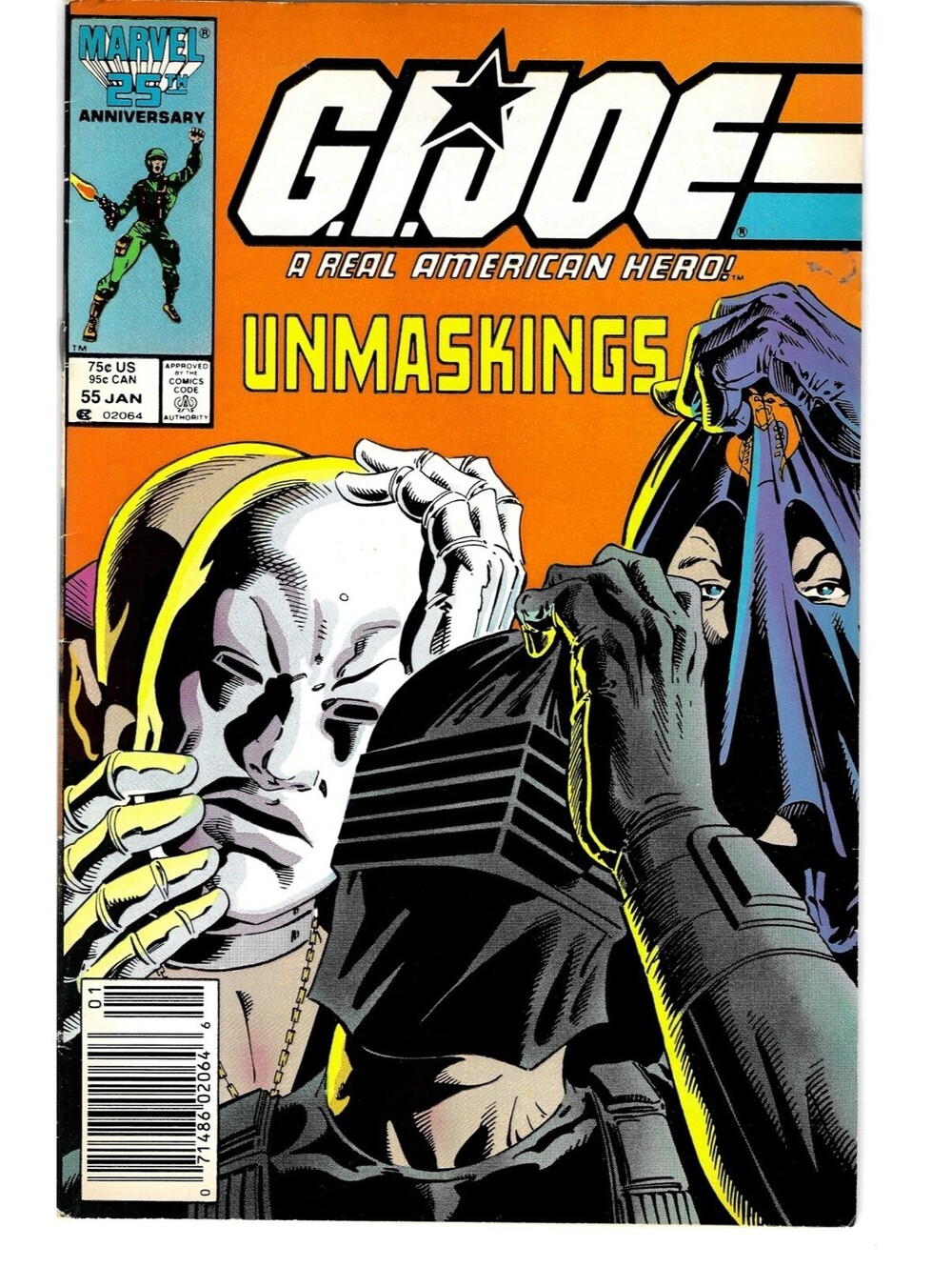 G.I. Joe, A Real American Hero #55 Newsstand Variant Marvel 1987 Snake Eyes